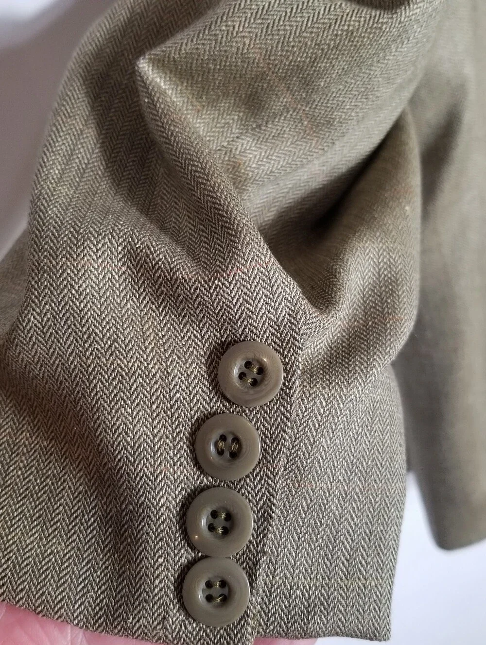Lauren Ralph Lauren Silk Wool Blazer Men's 46R Brown Patterned Notched Lapel